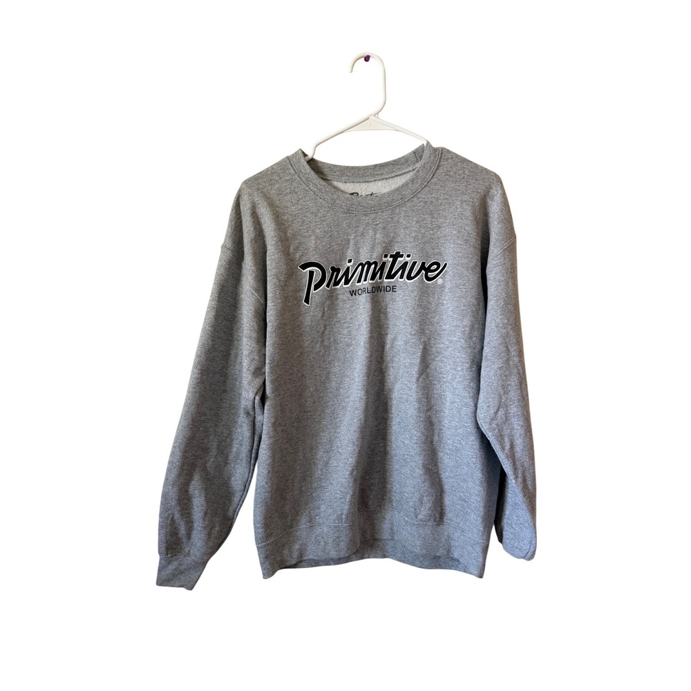 Primitive Skateboarding Mens Gray Graphic Logo Crewneck Sweatshirt Size M